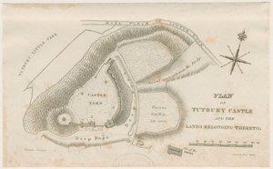 Tutbury Kasteel: Plan: gravure, nd [ca. 1832] door Unbekannt