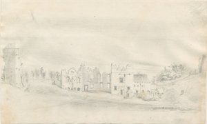 Tutbury Kasteel: potloodtekening, nd [?19e eeuw] door Unbekannt
