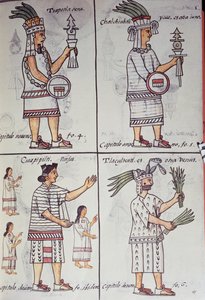 Tzapotlatena, Chalchiuhtlatonal, Cioapipitli en Tliltecuhtli, Florentijnse Codex, tweetalige versie in Spaans en Nahuatl, Algemene Geschiedenis van de Dingen van Nieuw-Spanje (Historia general de las cosas de Nueva Espana), Azteeks