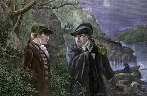 Onafhankelijkheidsoorlog van de Verenigde Staten van Amerika (1775-1783): Benedict Arnold (1741-1801) verraadde zijn vaderland door te beloven West Point aan Engeland over te dragen, juli 1780. Arnold bood aan het fort terug te geven aan de Britten voor 20 door Unbekannter Künstler