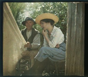 Pittoreske Vendée: La leçon de filet, augustus 1919, Longeville, Frankrijk - Autochroom anoniem