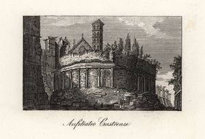 Uitzicht op het Amphitheatrum Castrense en de Aureliaanse Muren, Rome door Unbekannt