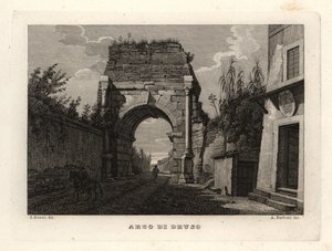 Zicht op de Boog van Drusus, Rome door Unbekannt