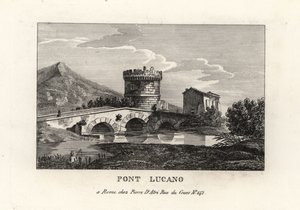 Zicht op de Lucano-brug en het Mausoleum van Plautii, op de weg naar Tivoli