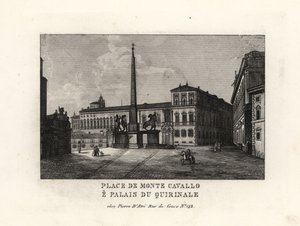 Uitzicht op het Quirinaalpaleis en plein, Palazzo del Quirinale en Piazza del Quirinale, Rome
