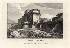 Zicht op de Romeinse kasteelstad Grottaferrata, Rome door Unbekannt