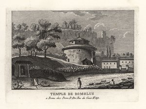 Uitzicht op de Tempel van Romulus, de basiliek van Santi Cosma e Damiano, Forum, Rome door Unbekannt