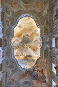 Uitzicht op het plafond, Entreehal of Foyer, Teatro Grande, Brescia, Italië door Unbekannter Künstler