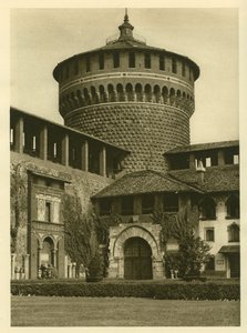 Uitzicht op de binnenplaats van het Castello Sforzesco in Milaan door Unbekannt