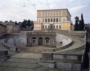 Uitzicht op de gevel, voorplein en trap, ontworpen door Jacopo Vignola en zijn opvolgers voor kardinaal Alessandro Farnese, 1557-83 door Unbekannt