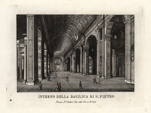 Uitzicht op het interieur van de Sint-Pietersbasiliek, Basilica Sancti Petri, Rome door Unbekannt