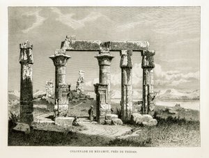 Uitzicht op de ruïnes van de Medamot-tempel nabij Thebe, Egypte Illustratie uit de Atlas van Egypte door Unknown