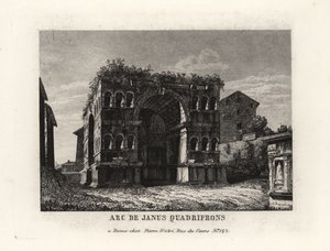 Zicht op de ruïnes van de Boog van Janus Quadrifrons, Rome door Unbekannt