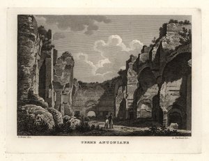 Zicht op de ruïnes van de Thermen van Caracalla, Rome door Unbekannt