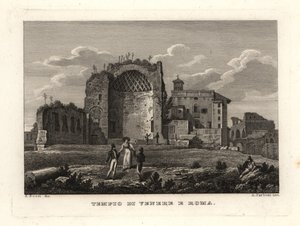 Zicht op de ruïnes van de Tempel van Venus en Roma, Rome