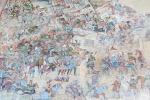 Muurschilderingen bij Qeysarieh-portaal, Naqsh-e Jahan Imam-plein, Esfahan, Iran door Unbekannter Künstler
