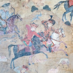 Muurschilderingen bij de Qeysarieh-poort, Naqsh-e Jahan Imam-plein, Esfahan, Iran door Unbekannter Künstler