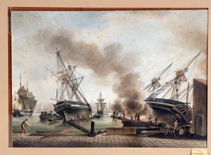 Aquarel van A. Roux. 19e eeuw Marseille door Unbekannter Künstler