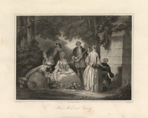 Wijn, vrouwen en zang, Triëst, ca. 1850 (gravure) door Unbekannter Künstler