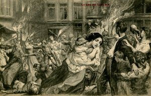 Eerste Wereldoorlog: Vernietiging van Leuven door de Duitsers door Unbekannter Künstler
