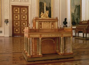 Schrijftafel met kleine kast, door David Roentgen (1743-1807), Neuwied