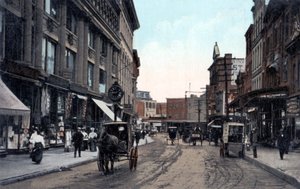 Yonkers, New York - North Broadway Street in de stad ten noorden van de Bronx, New York City, begin 20e eeuw