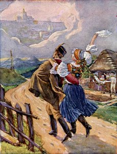 Jong Tsjechisch paar in nationale klederdracht, ca. 1920