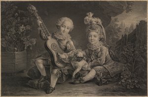Jonge kinderen spelen, Parijs, ca.1775 door Unbekannter Künstler