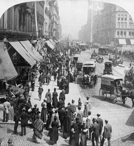 Een straatbeeld in Chicago, Illinois, VS door Underwood and Underwood