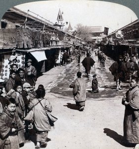 Asakusa-straat, Tokio, Japan, 1896