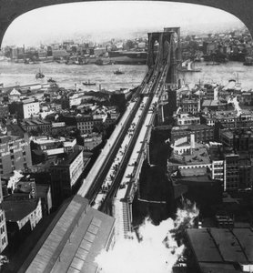 Brooklyn Bridge, New York City, New York, VS, eind 19e of begin 20e eeuw