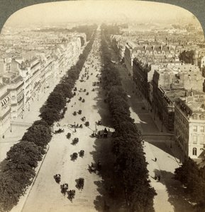 Champs Elysees vanaf de Arc de Triomphe, Parijs, Frankrijk, 19e eeuw door Underwood and Underwood