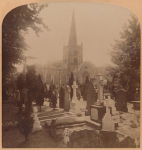 Kerk in Stratford-on-Avon, Engeland - waar de stoffelijke resten van Shakespeare liggen, 1900 door Underwood and Underwood