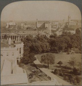 Van het Ministerie van Marine...langs het Witte Huis en de Schatkist, naar het Capitool, Washington, V.S.