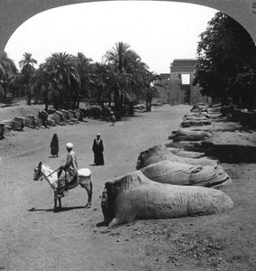 Grote laan naar de Tempel van Karnak, Thebe, Egypte