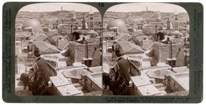 Jeruzalem en de Olijfberg, kijkend naar het oosten vanaf het Latijnse Hospice, Palestina, 1900s