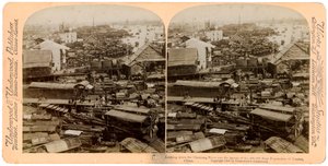 Kijkend naar de Parelrivier Zhu Jiang in Kanton Guangzhou, China, 1900