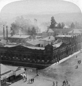 Uitzicht naar het noordwesten op de Daspoort Range, Pretoria, Zuid-Afrika, 1901 door Underwood and Underwood