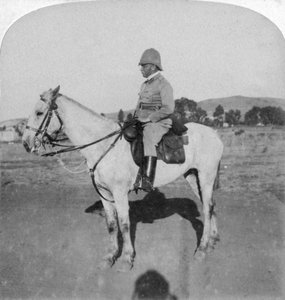 Generaal-majoor John French, de onverschrokken cavalerieleider, Pretoria, Zuid-Afrika, Boerenoorlog, 1901 door Underwood and Underwood