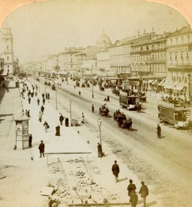 Nevsky Prospekt, de hoofdstraat van Sint-Petersburg, Rusland, 1897