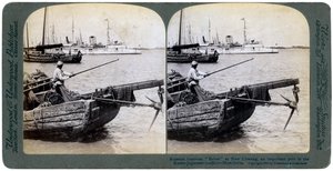 Russische kanonneerboot Bobre bij New Chwang, Mantsjoerije, Russisch-Japanse oorlog, 1904