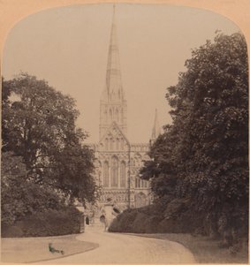 Salisbury Kathedraal noordwest front Engeland, eerste grote kerk van de vroege Engelse stijl, 1900
