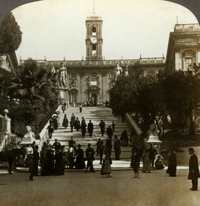 Senaatspaleis, Piazza del Campidoglio, Capitoolheuvel, Rome, Italië door Underwood and Underwood