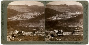 Shechem, zuidwest vanaf de berg Ebal, Palestina, 1900s door Underwood and Underwood
