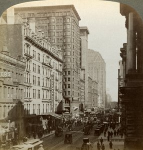 Wolkenkrabbers, Randolph Street, Chicago, Illinois, VS, ca. eind 19e eeuw door Underwood and Underwood