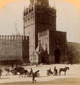 Spaski Voroto, Heilige Poort van het Kremlin, Moskou, Rusland, 1898