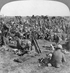 De Coldstream Compagnie tijdens de grote Transvaal campagne, Zuid-Afrika, Boerenoorlog, 1900 door Underwood and Underwood