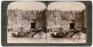 De Damascuspoort, de noordelijke ingang van Jeruzalem, Palestina, 1896 door Underwood and Underwood