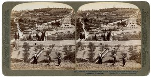 De Tuin van Getsemane en de Olijfberg, Palestina door Underwood and Underwood