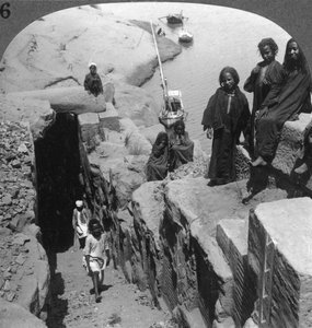 De Nilometer, meter van overstromingen bij de eerste cataract, Egypte